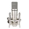 Professional Studio Record Condenser Microphone U87 With Shock Mount, XLR to 3.5mm Audio cable, Mic Foam For Mobile Computer laptop Gaming Podcast Silver Reference Quality Condenser Microphone, Large Diaphragm Recording mic. 