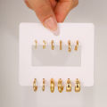 Enacolor 6Pairs/Set Vintage Twist Geometric Circle Hoop Earrings for Women Gold Metal Fashion Accessoreis Jewelry. 