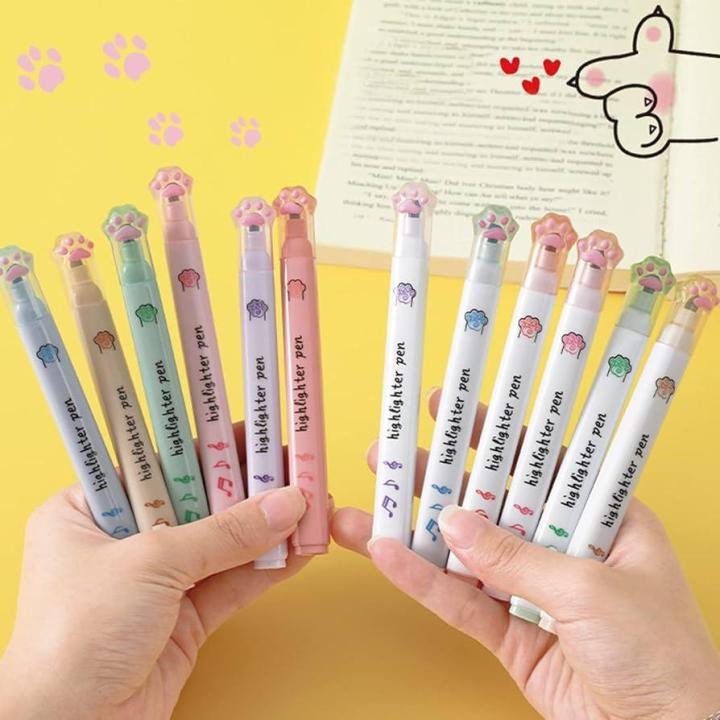 6%20Pcs%20Cat%20Highlighter%20Marker%20Cute%20Cat%20Paw%20Pastel%20Highlighter%20Marker%20Pens%20for%20Students%20Girls%20Women%20School%20Office%20Supplies%20(Cat%20Paw-White)%20-%20Image%202