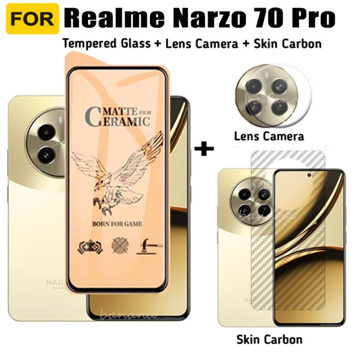 For Realme Narzo 70 Pro Ceramic Matte Soft Film Realme Note 5 Realme C53 C51 Anti Peeping Tempered Film Realme 12+ 11 4G 5G Matte Full Screen Protector 3 in 1 Camera Lens Protecto