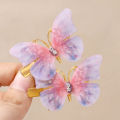 2Pcs 3D Butterfly Hair Clips Rhinestone Gradient Color Hairpin Girl's Moving Wings Hairpin Hair Accessories. 