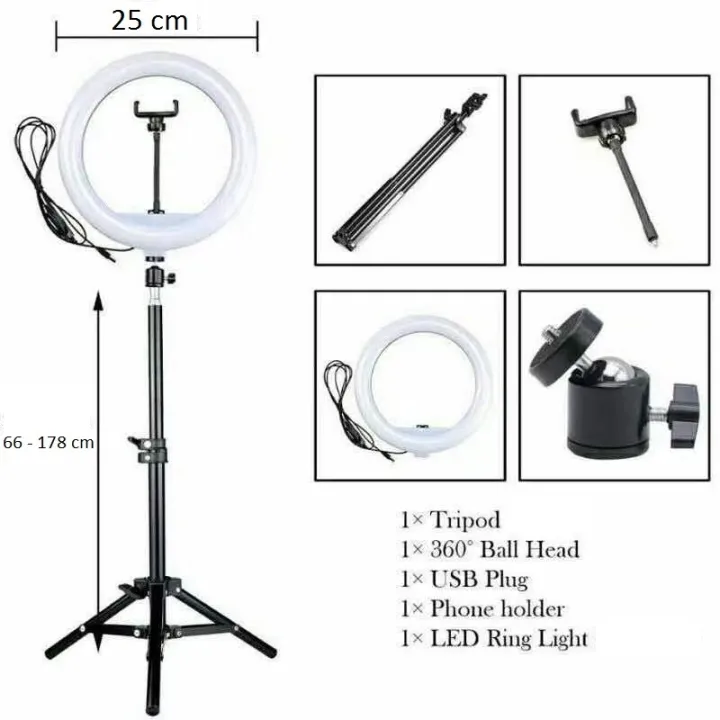 10%20inch%20selfie%20Ring%20Light%20With%207ft%20Stand%20Tripod%20For%20YouTube,%20Online%20Classes,%20TikTok%20&%20Photography%20-%20Image%202