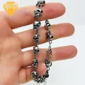 Men Skull Bracelet Vintage Punk Skull Bracelet for Halloween Cosplay Parties Unisex Gothic Wrist Jewelry with Lobster Clip High Polish Alloy Bangle Gothic Style Bracelet. 