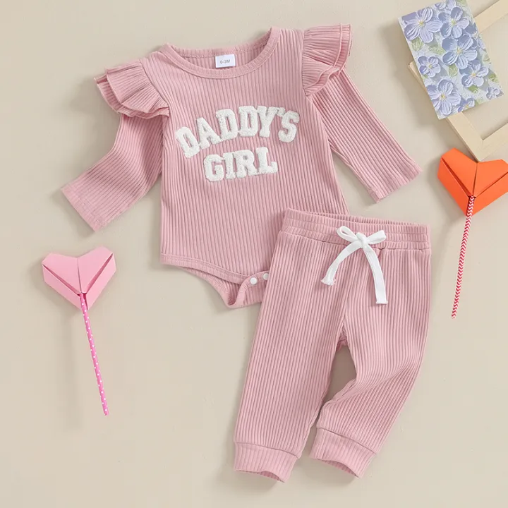 Daddys%20Girls%20Baby%20Clothes%203%206%209%2012%20Month%20Ribbed%20Romper%20Ruffle%20Long%20Sleeve%20Pants%20Newborn%20Outfits%20Clothing%20Set%20-%20Image%204
