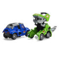 Electric Deform Dinosaur Automatically Turn Car Toy with Music Flashing LED Lights for Kids Gift Collection-Green. 