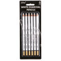 6Pcs White Charcoal Pencil Drawing Set Soft & Medium Sketching Pencil Art Supply. 
