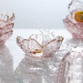 Small Glass Dish Nordic Style Gold Inlay Glass Sauce Bowl BBQ Seasoning Dipping Flower Petal Bowl Glass Seasoning Dish. 