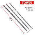 Drill Bits Set - Long - for Masonry Concrete Cement Wall Brick - 3 Pcs - 8-10-12mm. 