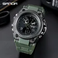 【Miga Plaza】SANDA 739  Style Large Dial Men's Watch Male Student Fashion Trend Multi-Function Digital Waterproof Luminous Chronograph Watches. 