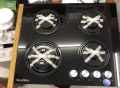 4 Burner Black Tempered Glass Gas Cooker Hob. 