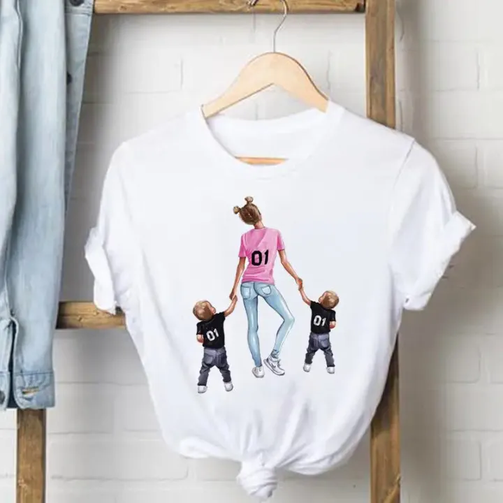 Striped%20Son%20Daughter%20Mom%20Mother%20Tee%20Shirt%20Lady%20Clothes%20Top%20Short%20Sleeve%20Fashion%20Tshirt%20Summer%20Female%20T%20Women%20Graphic%20T-shirts%20-%20Image%209