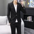 Suit Suit Men's Korean-Style Solid Color Handsome Two-Piece Suit Student Casual All-Match Suit Jacket Business Clothing Dress. 