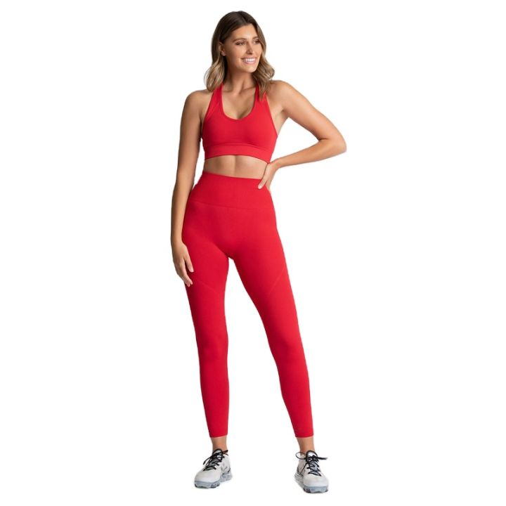 Women Fitness Seamless Sportswear Sport Workout Gym Suit and Yoga Set  Size : L