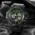 SANDA brand fashionable business sports waterproof digital quartz dual display men's watch. 