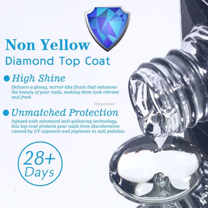Hypoxiae New style KODIES GEL Diamond Top Coat Non Yellow Clear Gel Nail Polish Finish Sealing Cover Semi Permanent UV Shine Topcoat Gellak Nailart