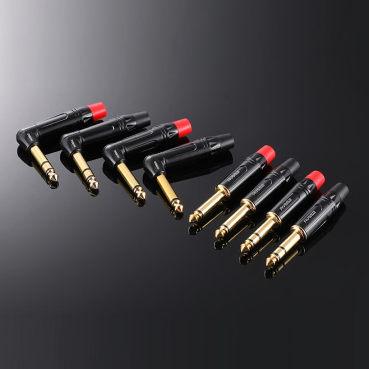 6.35mm 2/3-Core Audio Plug/jack Rca Adapter Trs Dual Channel Balanced Speaker Black/red Tail Sleeve Straight/curved Plugs