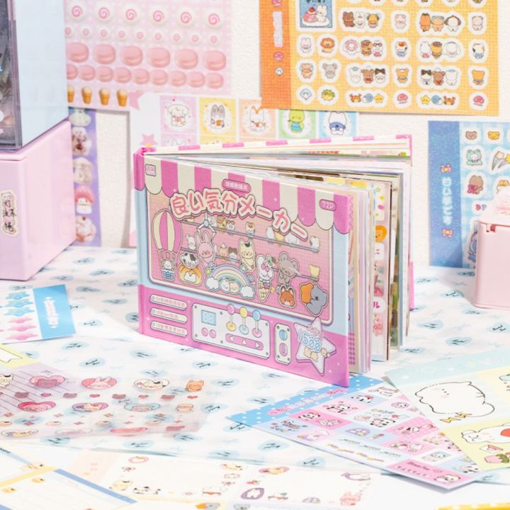 72Pcs Korean Style Cute Cartoon Patterns Sticker Book DIY Craft Handmade Scrapbook Stickers Sweet Various Styles Notebook Journal Decor Collage