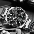 【Miga Plaza】Fashion Men Stainless Steel Watch Luxury Calendar Quartz Wrist Watch Business Watches Man Clock relogio masculino. 