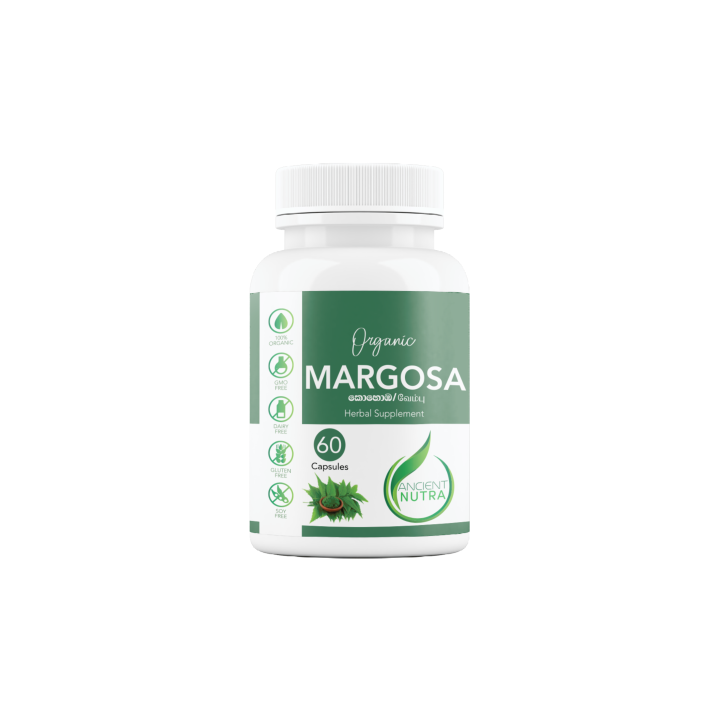 Ancient Nutra 100% Organic Neem/Margosa - 550mg 60 Veg Capsules; Anti-Bacterial & Anti-Fungal Properties-Healthy Skin  කොහොඹ