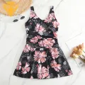 One-piece Swimwear Floral Print Monokini Swimwear Stylish One-piece Bathing Suit for Beach Style Slim Fit Sleeveless Dress Design Women Monokini Swimsuit. 