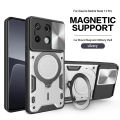 Lenuo For Xiaomi Redmi Note 13 Pro 4G Back Cover Shockproof Armor Case Car Magnetic Ring Stand Holder Push Pull Camera Lens Protection Hard Phone Case. 