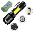 COB LED Flashlight Adjustable Focus Camping Torch Pen Clip Light LSW. 