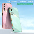 For Huawei Y7A Back Cover Shiny Plating Square Bumper Soft Silicone Shockproof Protective Case. 