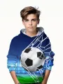 Fashion football 3D print boys casual pullover hooded long sleeve sweatshirt for spring fall kids hoodie tops Outdoor. 