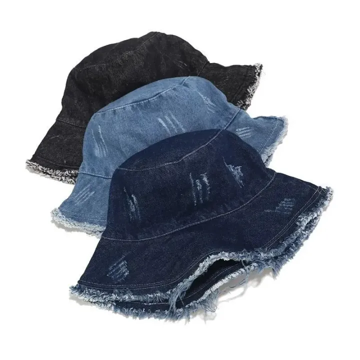 New%20Retro%20Ripped%20Denim%20Sunbonnet%20Women%E2%80%98s%20Summer%20Bucket%20Hat%20Fisherman%20Hat%20Sunscreen%20Sun%20Protection%20Hat%20Unisex%20Panama%20Cap%20-%20Image%202