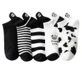 5 Pairs Cotton Women Socks Cute Cows Stripe Street Female Sock Short Casual Fashion Summer Hot Sale Girls Sox. 