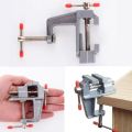 Aluminium Alloy Table Bench Clamp Vise Mini Bench Vise Table Screw Vise-silvery. 