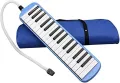 Gravier 32 Keys Melodica Made in indonesia with Soft Case 1 year warranty - Blue, pink, Green (13 Black Keys) Double Tubes Mouthpiece Air Piano Keyboard Musical Instrument with Carrying Bag - Blue indonesian melodica. 