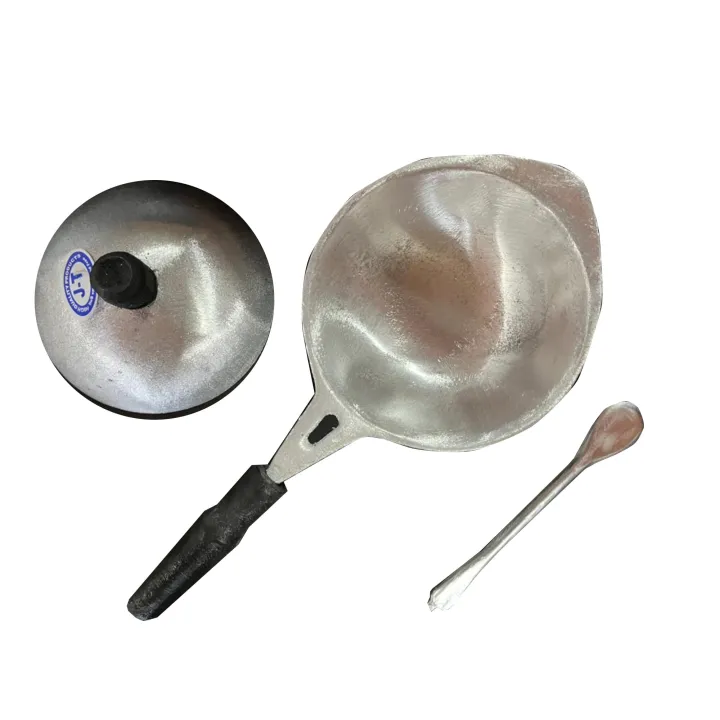 Hopper Pan Aluminium large Polished High quality with wooden handle and llid and spatula Aappa taachchi