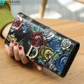 BANYANU Rose Printed Cow Genuine Leather Wallet Dompet Wanita Women Long Wallet Card Holder Lady Phone Purse Wallets for Women. 