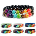 1 Pair Beaded Bracelet Double Layer Seven Chakras Colorful Natural Volcanic Stone Wristwear Various Women Men Yoga Sport Chakra Bracelet Couple Gift. 