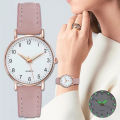 【ZIME】Luminous Watch Ladies Simple Digital Retro Frosted Leather Small Fresh Casual Watch Ladies Quartz Watch. 