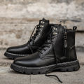 【WEJA】Men Martin Boots Hight-top Zipper Martin Boots Casual Shoes Soft Breathable Ankle Boots. 