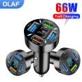 66W 4/6Ports USB Car Charger Type C Fast Charging PD Car Chargers Adapter for Iphone Xiaomi Samsung USB Type C Car Phone Charger. 