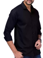 Men's Linen Long Sleeve Shirt for men Casual Blue Black White. 