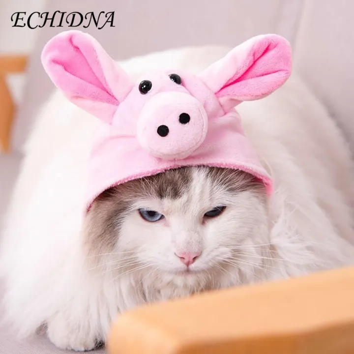 Comfortable Pet Hat Adorable Plush Pig Shape Pet Hat Winter Warm Headwear for Dogs Cats Adjustable Comfortable Cute Costume for Pet Supplies