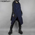 INCERUN Cotton Men's Loose Long Cardigan Gothic Punk Cape Patchwork Jackets. 