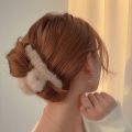 【HOT】 New Korea Fashion Furry Plush Hair Clips Warm Winter For Women Shark Hairpins Plus Size Hair Claws Trendy Hair Accessories. 