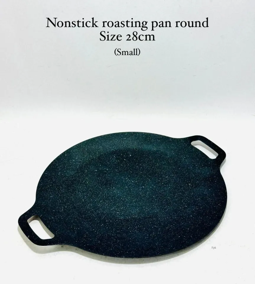 15-Inch Non-Stick Round Baking & Grill Pan - Korean BBQ Pan For Indoor Cooking With Removable Handles