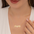 18K Gold Personalized Name Necklace with Birthstone Custom Name Necklace with Heart Birthstone Name Pendant Necklace for Women. 