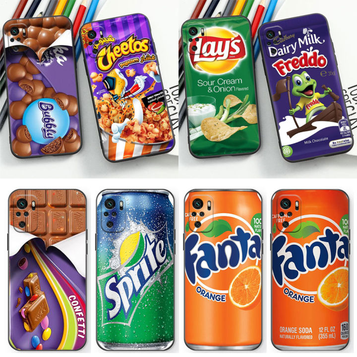 Chocolate Potato Chips Cola Biscuit Phone Case For Redmi Note 12T URBO 12 12S 11 11T 11S 10 10S 9 9T 9S 8 8T PRO PLUS 5G Cover