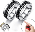 Cool Punk Stainless Steel Rings Rotatable Bottle Opener Spinner Chains, Gothic Style for Men and Women. 