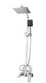 Miller 3 in 1 Shower Set Jet / Overhead Shower Telephone Shower Bath Mixer Tap with SS Flexible Hose Bracket and Fittings Square Luxury Heavy. 