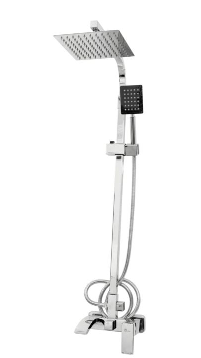 Miller 3 in 1 Shower Set Jet / Overhead Shower Telephone Shower Bath Mixer Tap with SS Flexible Hose Bracket and Fittings Square Luxury Heavy