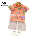 Yfashion Kids Summer T Shirt Set Short Sleeve T-shirt Shorts Two-piece Set Summer Casual Outfits For Boys Girls. 