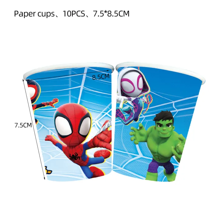 Spidey%20And%20His%20Amazing%20Friends%20Party%20Decoration%20Spiderman%20Birthday%20Theme%20Tableware%20Paper%20Plates%20Balloons%20Baby%20Shower%20-%20Image%203
